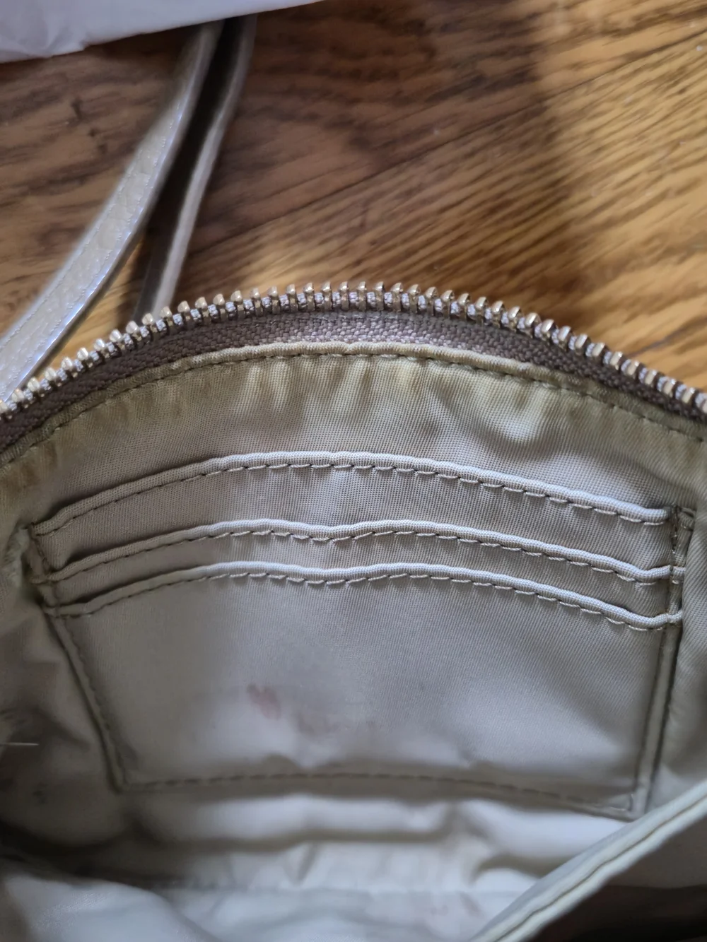 Tory Burch Taupe Leather Crossbody with Perforated Logo